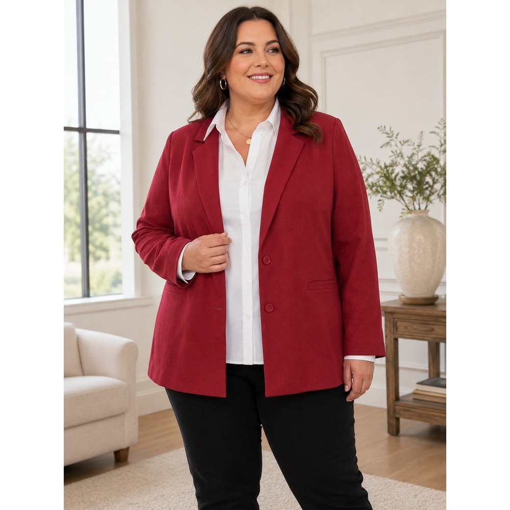 Coldwater Creek Women 2X Red Knit Blazer Cardigan Jacket Dover Red NEW